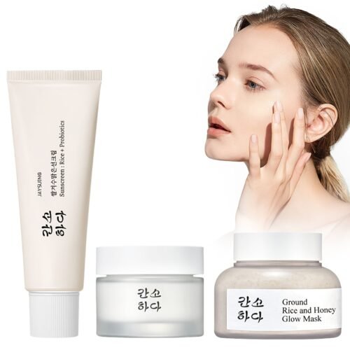 Kit 3 en 1 Cuidado Facial con Arroz – Hidratación Probiótica No Pegajosa